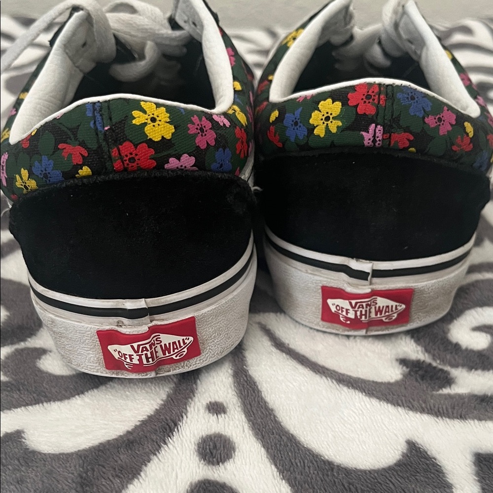 Vans Black Floral Old Skool Sneakers with White Stripe - Picture 8 of 9